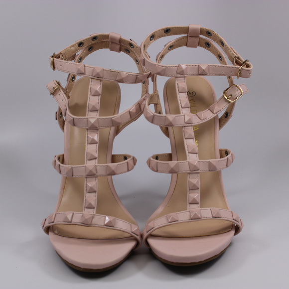 WILD DIVA STILETTO HEEL PYRAMID STUD STRAPPY - Picture 2 of 2